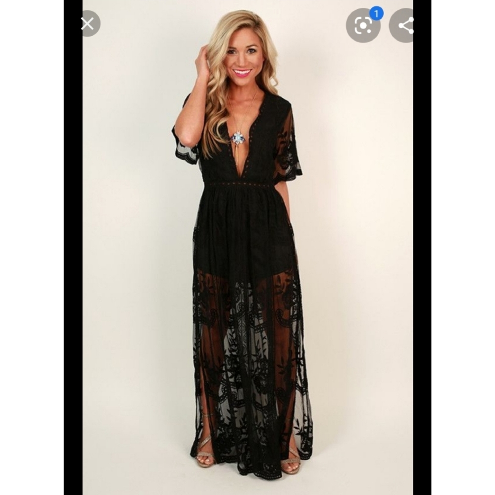 Black Lace Maxi Dress